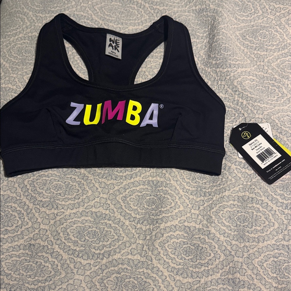 Zumba Fitness Black Sports Bra with Colorful Logo